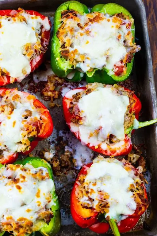 Spicy Sausage and Corn Stuffed Peppers