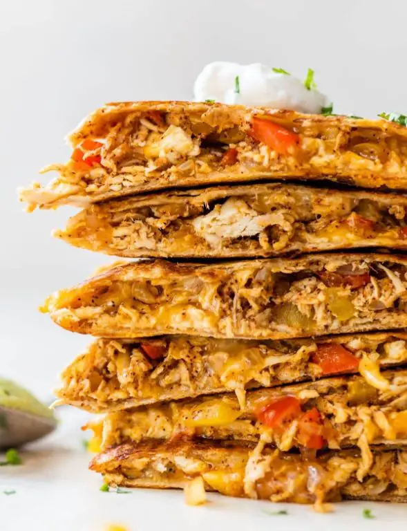 Spicy Shredded Chicken Quesadillas