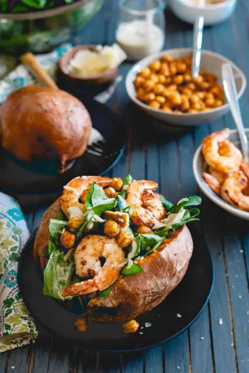 Spicy Sriracha Shrimp Stuffed Sweet Potatoes