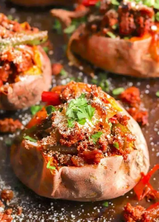 Spicy Sweet Potato and Chorizo Stuffed Peppers
