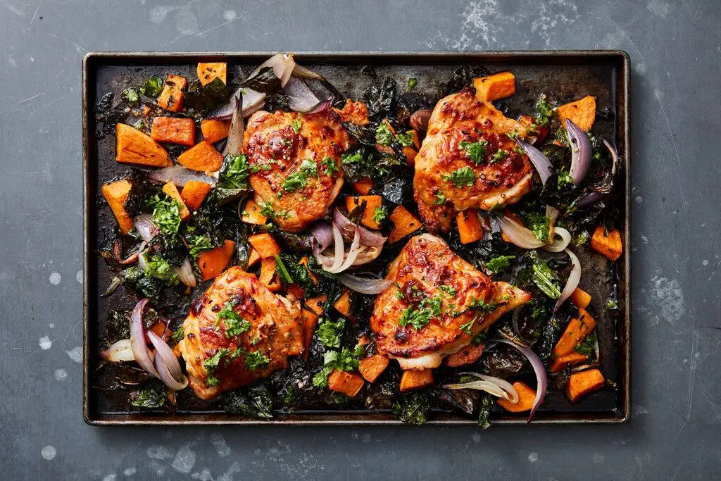 Spicy Sweet Potato and Kale Bake