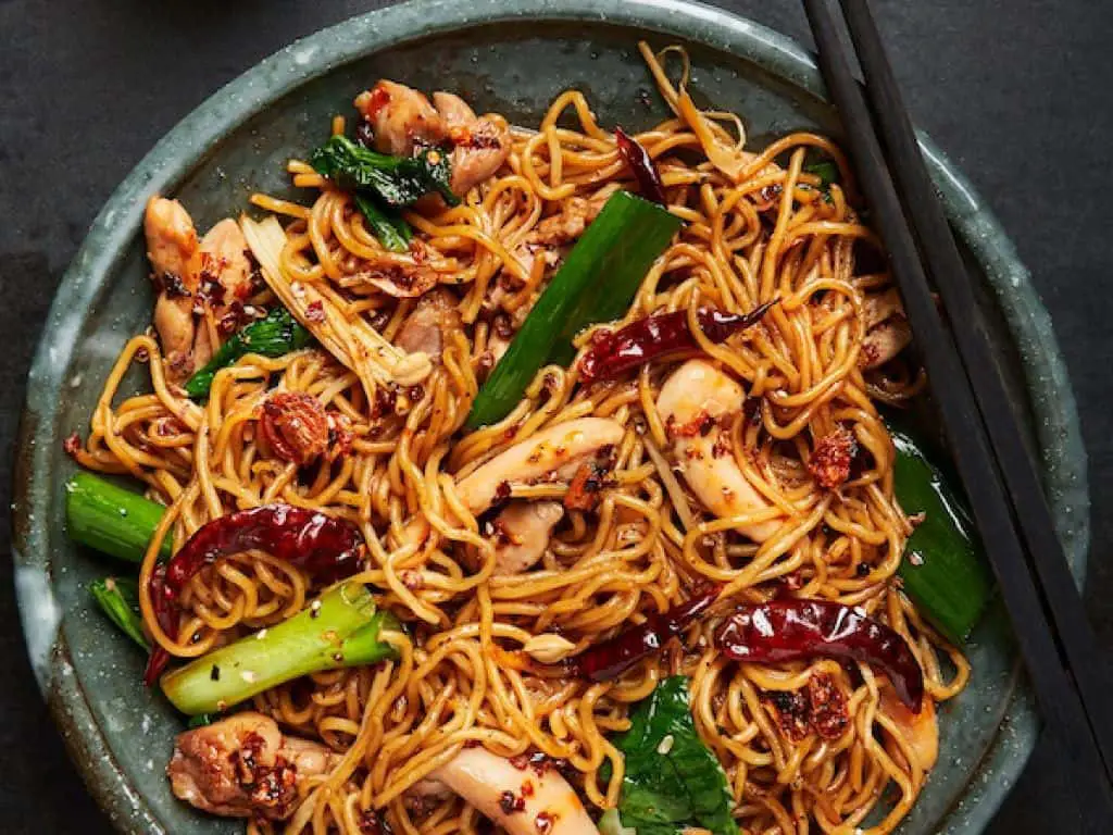 Spicy Szechuan Chicken and Vegetable Noodles