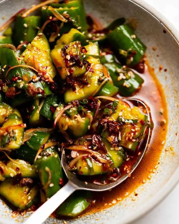 Spicy Thai Cucumber Salad with Sesame Dressing