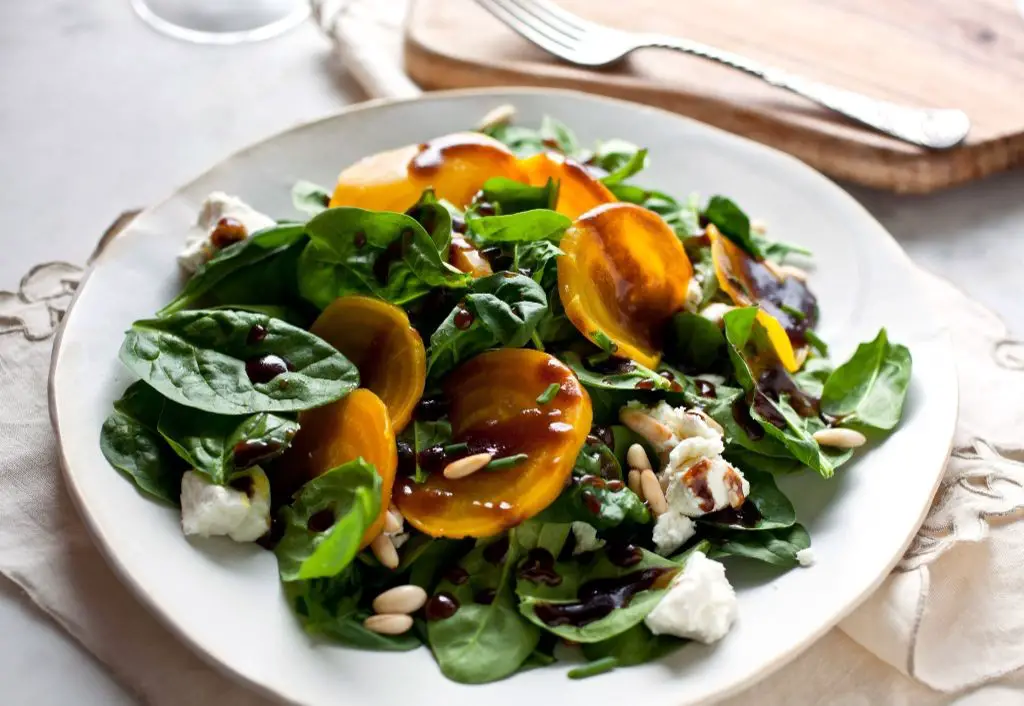 Spinach Beet and Goat Cheese Salad