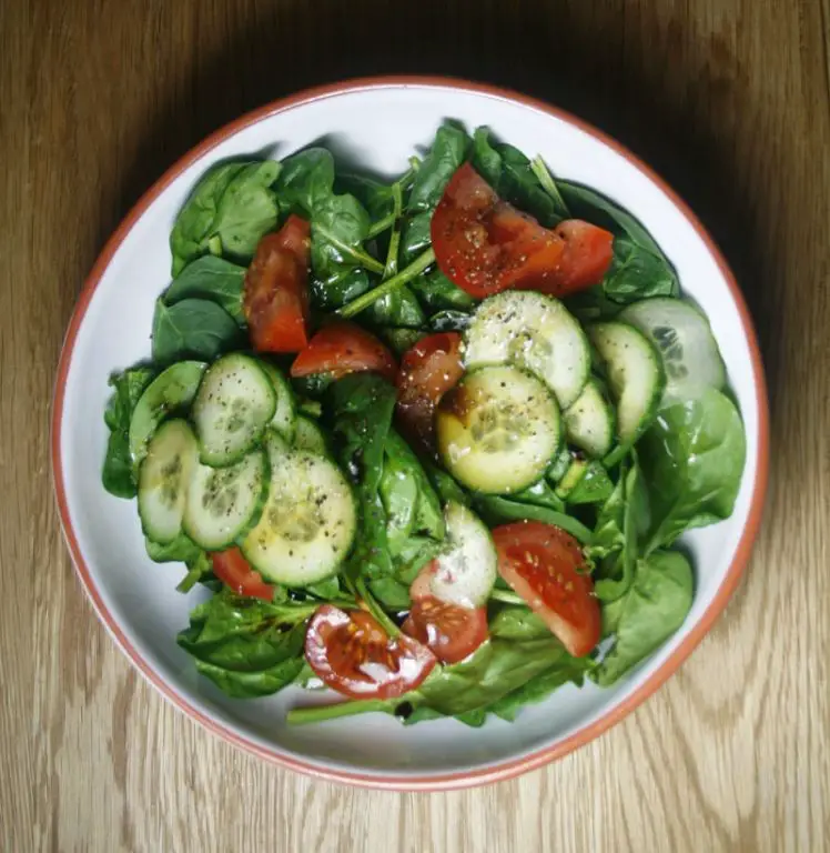 Spinach Cucumber and Tomato Salad