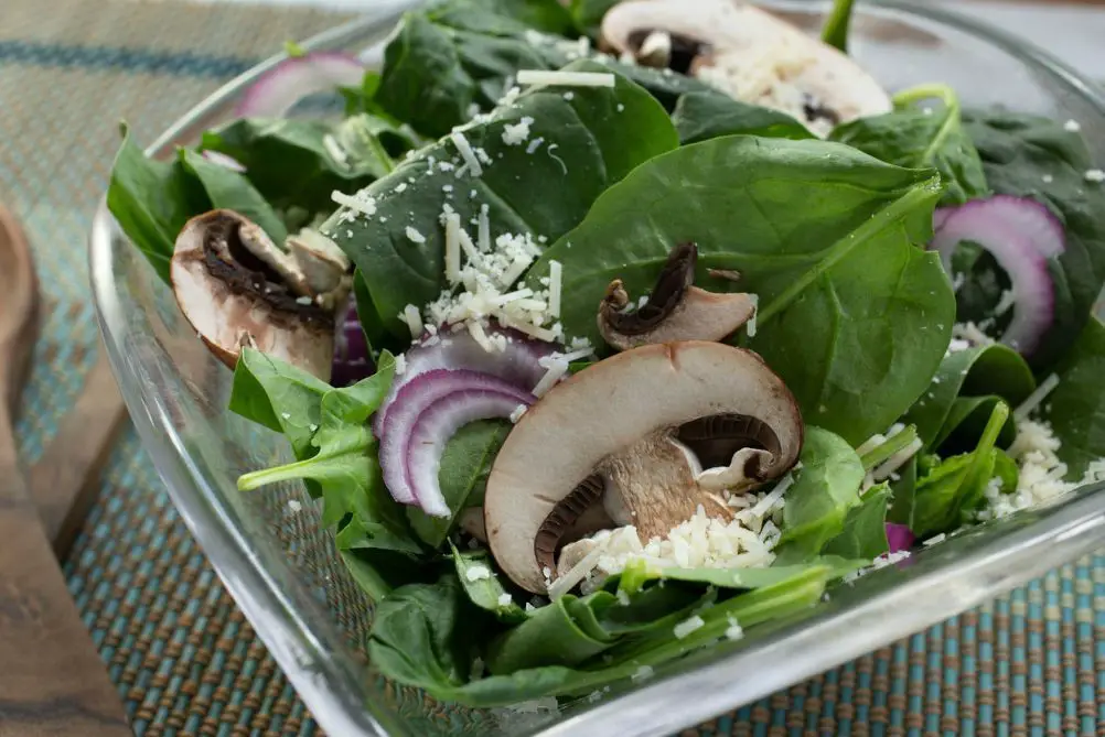 Spinach Mushroom and Parmesan Salad