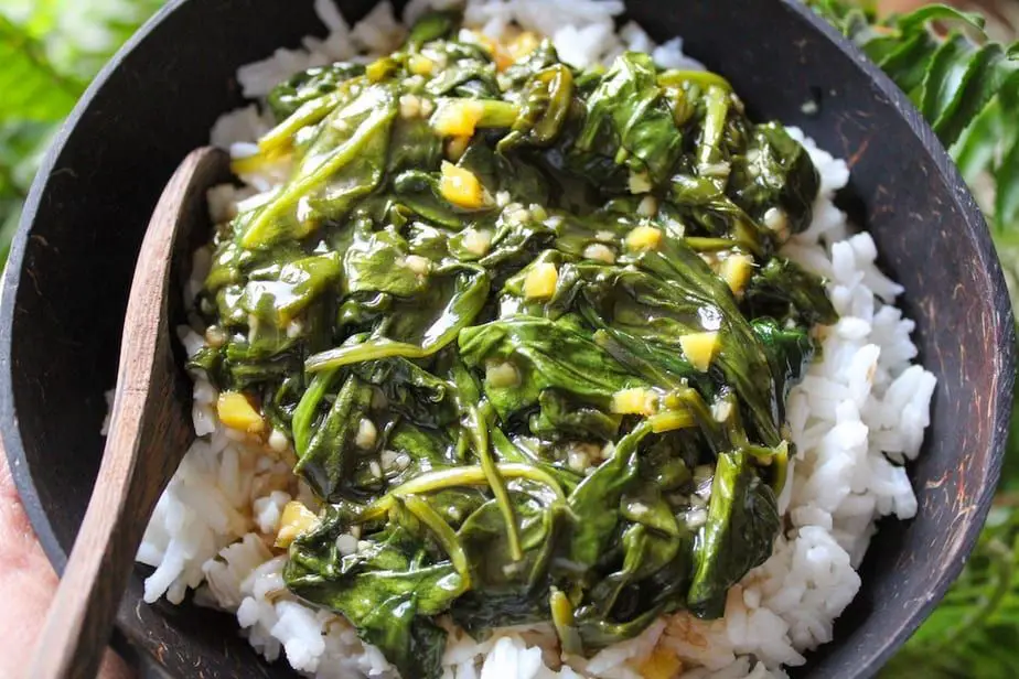 Spinach Rice with Garlic and Ginger