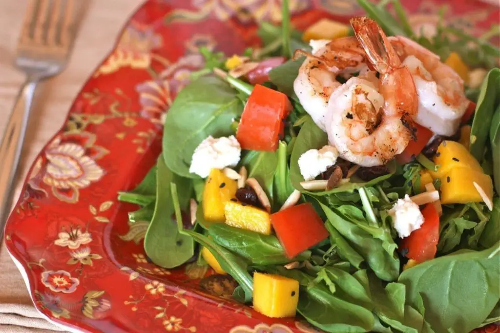 Spinach Shrimp and Mango Salad