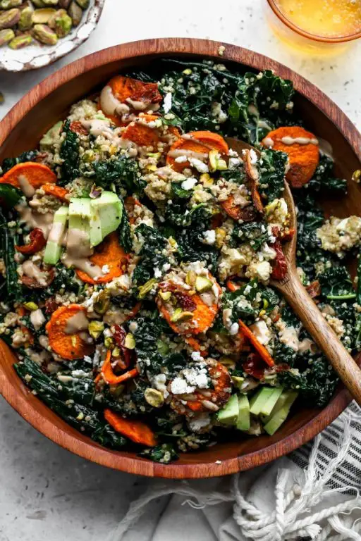 Spinach Sweet Potato and Kale Salad