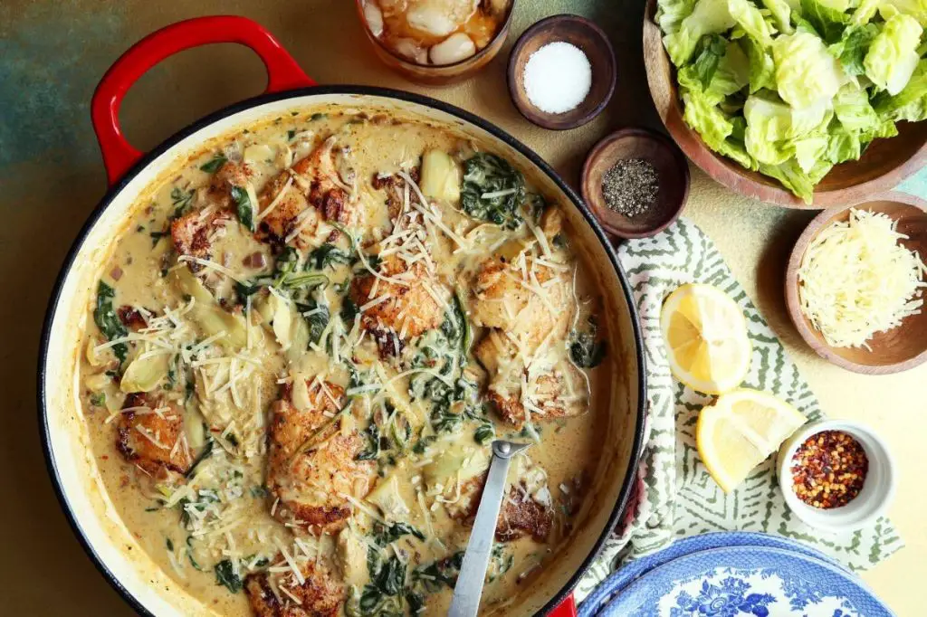 Spinach and Artichoke Chicken Thigh Pasta