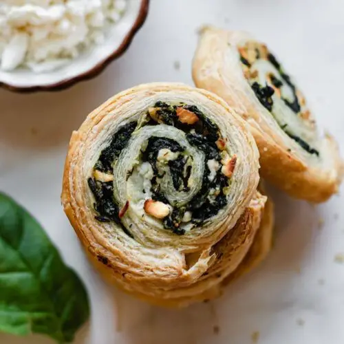 Spinach and Feta Puff Pastry Pinwheels