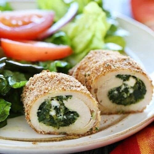 Spinach and Feta Stuffed Chicken Pinwheels