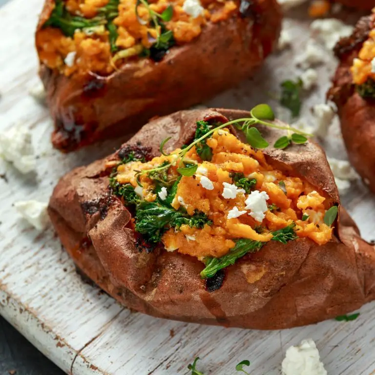 Spinach and Feta Stuffed Sweet Potatoes