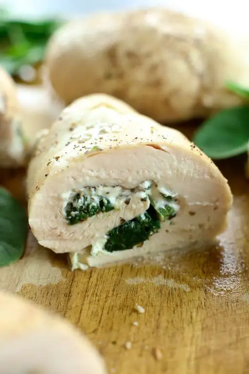 Spinach and Goat Cheese Stuffed Chicken Rolls