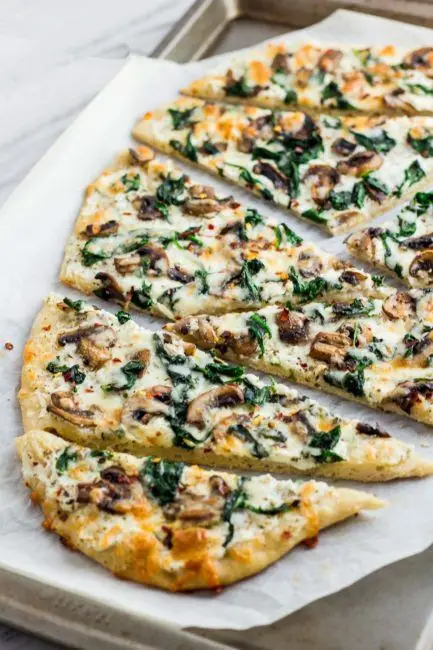 Spinach and Mushroom Pizza