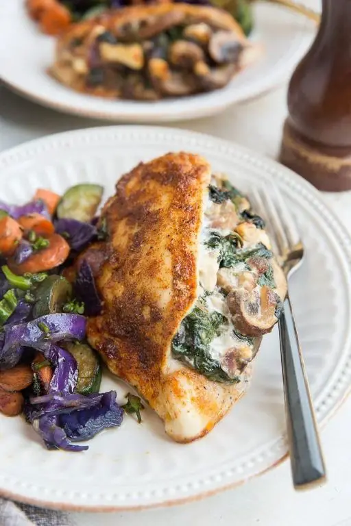 Spinach and Mushroom Stuffed Chicken Breast