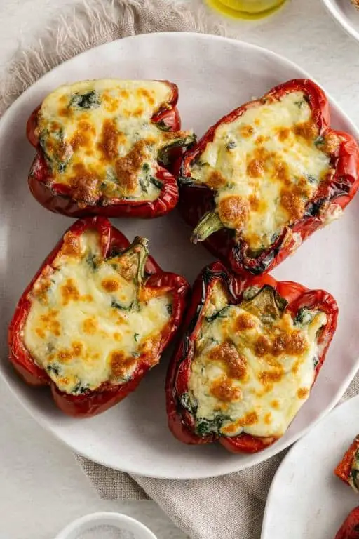 Spinach and Vegan Cheese Stuffed Peppers