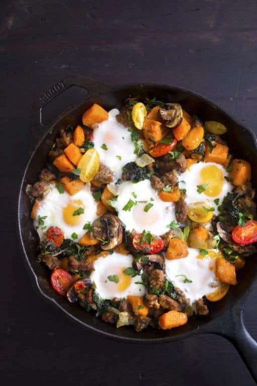 Spinach and Vegan Sausage Breakfast Skillet