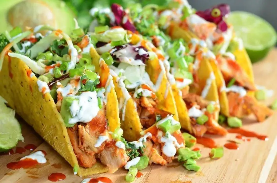 Sriracha Lime Shredded Chicken Tacos