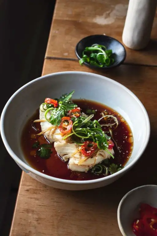Steamed Cod with Soy and Scallions