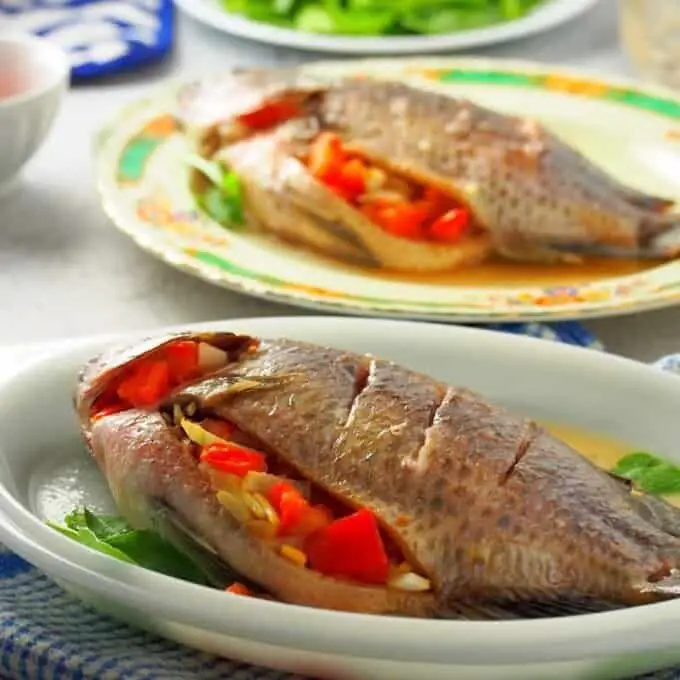 Steamed Tilapia with Tomatoes and Onions