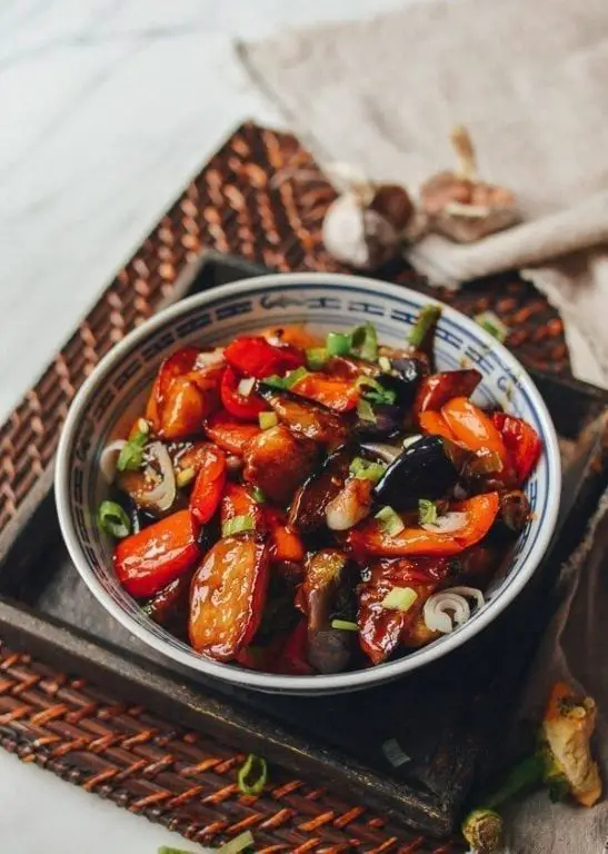 Stir-Fried Chinese Eggplant with Bell Peppers