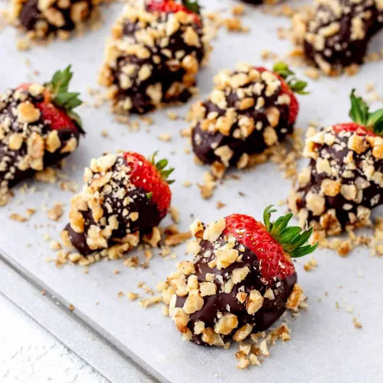 Strawberries Dipped in Chocolate and Crushed Nuts