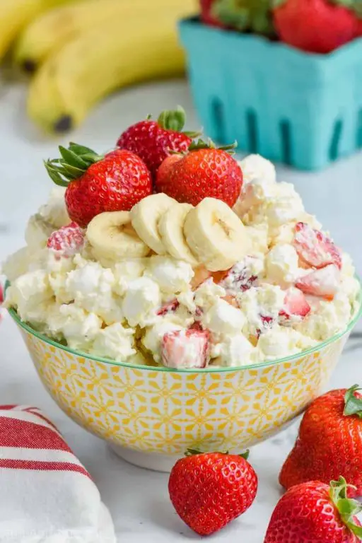 Strawberry Banana Cream Fruit Salad with Cool Whip