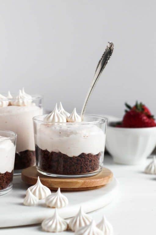 Strawberry Cheesecake Mousse with Vanilla Wafer Base