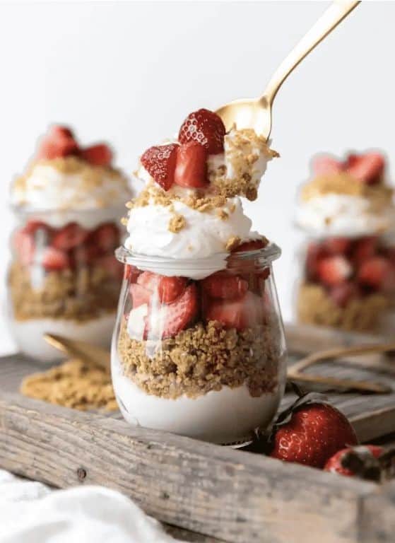 Strawberry Cheesecake Parfait with Granola Layers