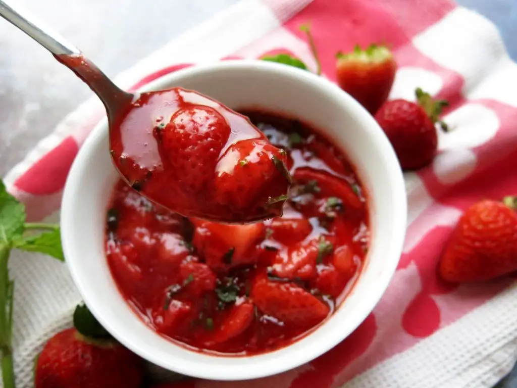Strawberry Coulis with Mint