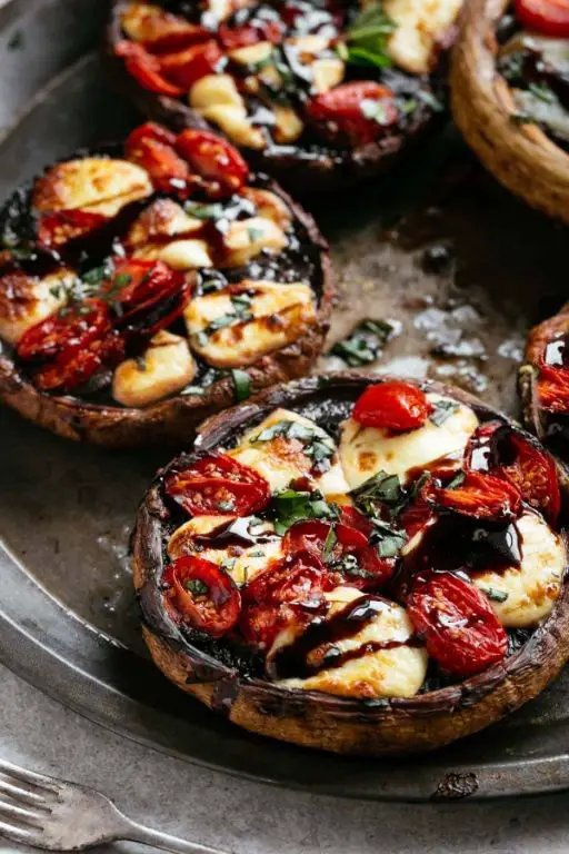 Stuffed Portobello Mushrooms with Mozzarella Pearls