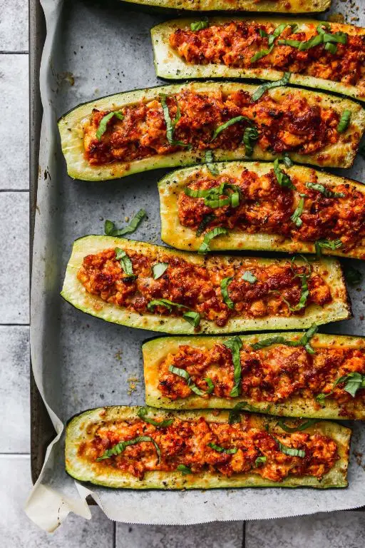 Stuffed Zucchini Boats Vegan