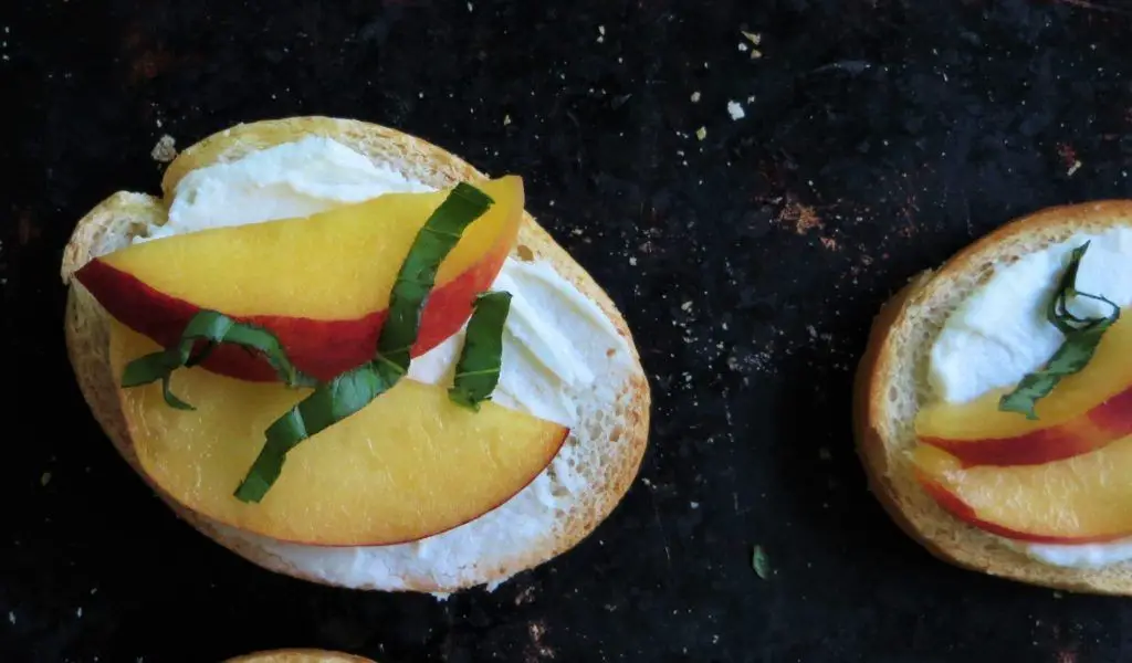 Sunny Peach and Basil Bruschetta