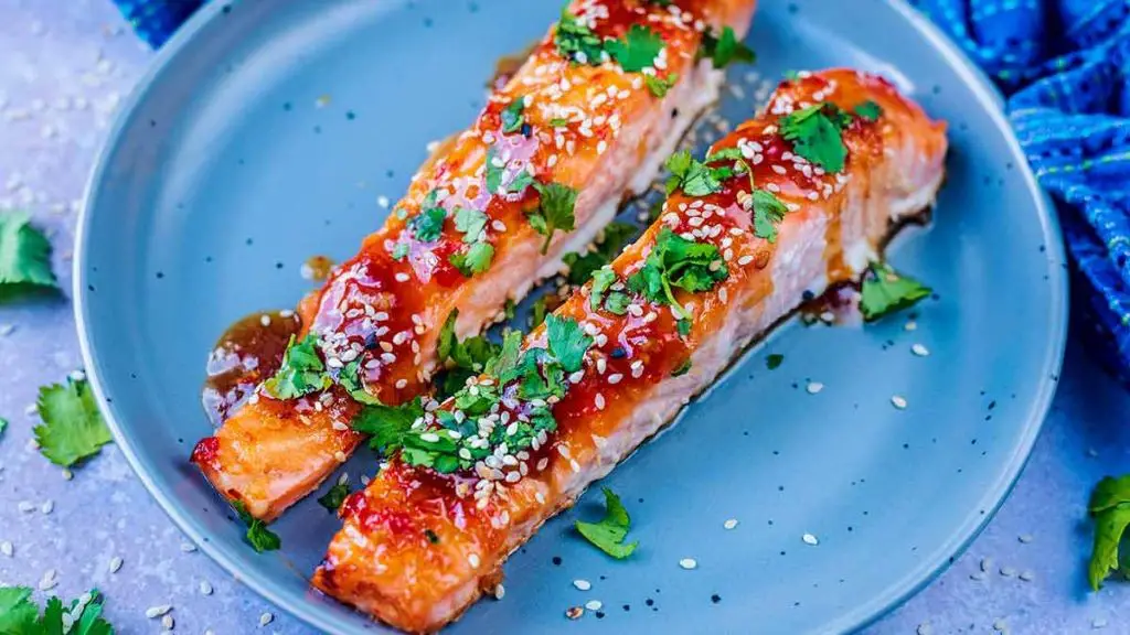 Sweet Chili Marinated Salmon with Basil