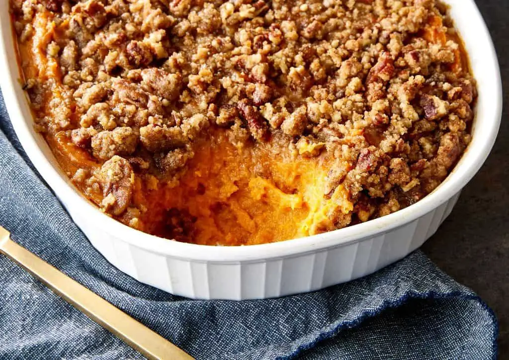Sweet Potato Casserole with Pecan Topping
