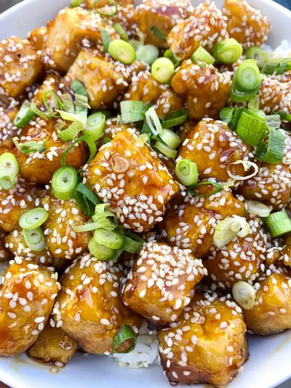 Sweet and Sour Glazed Tofu Nuggets