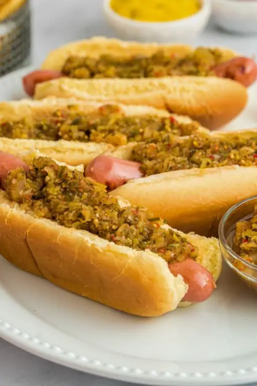 Sweet and Tangy Crockpot Hot Dogs with Relish
