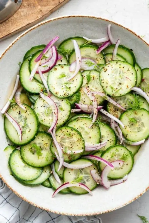 Tangy Cucumber Salad with Red Onion and Vinegar