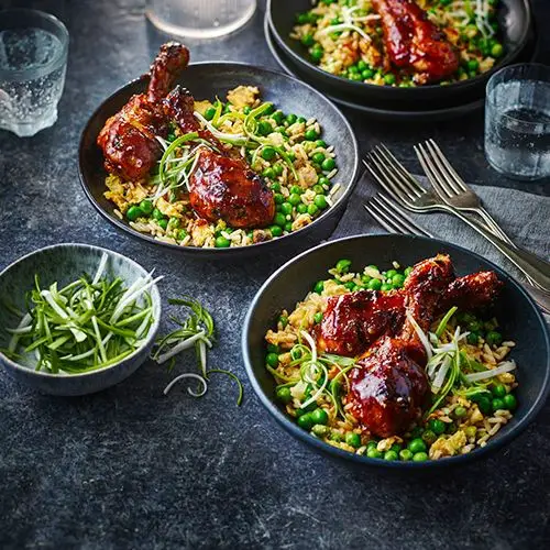 Teriyaki Chicken Legs with Fried Rice