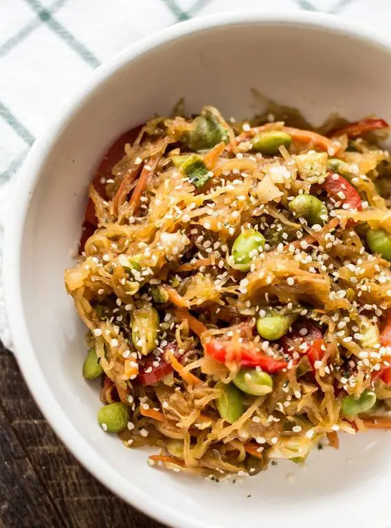 Teriyaki Chicken Spaghetti Squash Stir-Fry