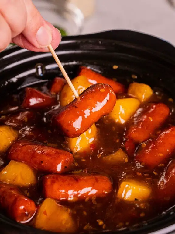 Teriyaki Crockpot Hot Dogs with Sesame Seeds