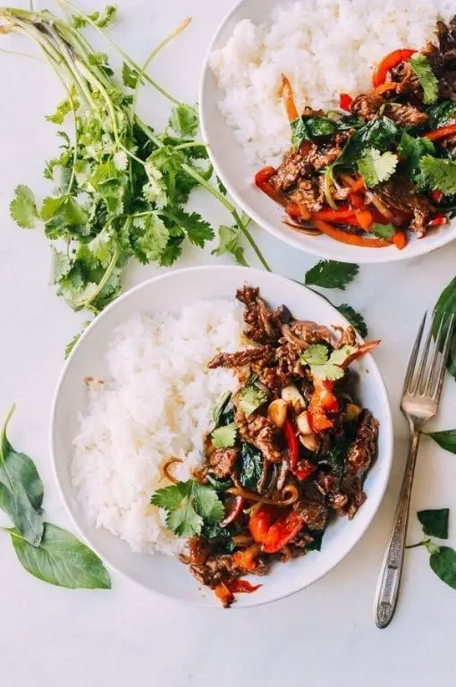 Thai Basil Sliced Beef with Jasmine Rice