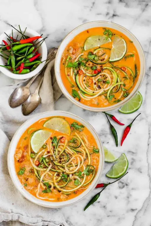 Thai Coconut Curry Chicken with Zucchini Noodles