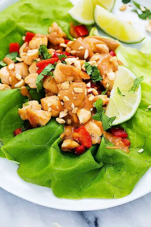 Thai Peanut Chicken Lettuce Wraps
