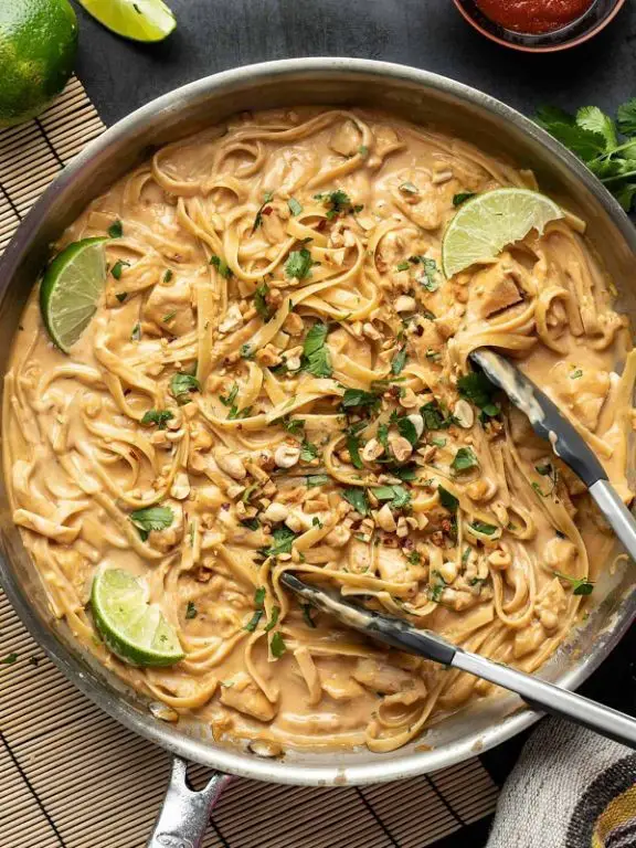Thai Peanut Chicken Thigh Pasta