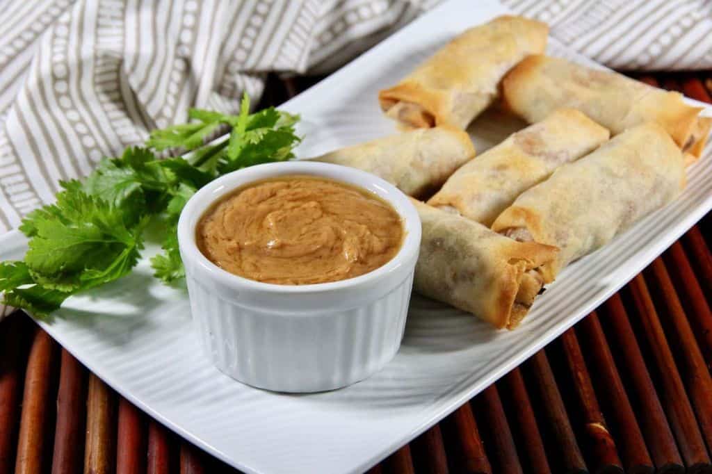 Thai-Inspired Peanut Sauce Egg Rolls