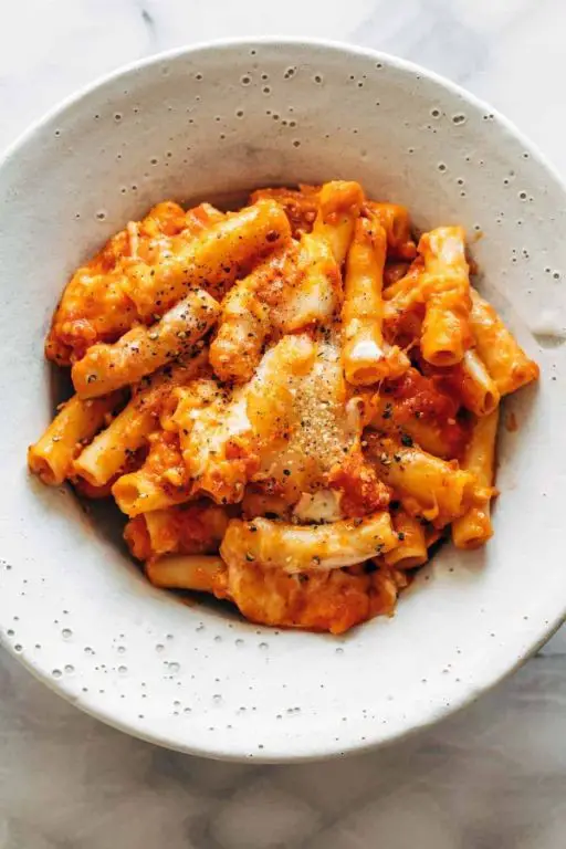 Three-Cheese Baked Ziti with Marinara Sauce