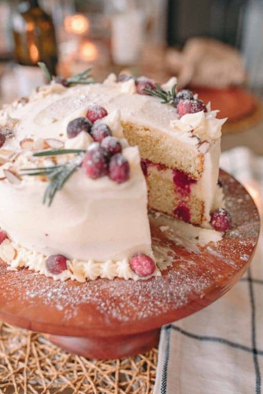 Toasted Almond and Cranberry Winter Cake