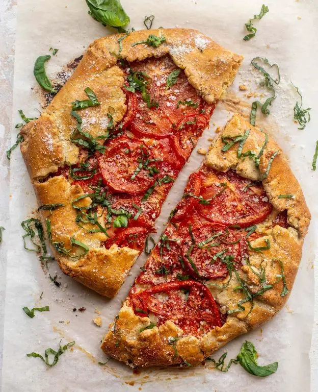 Tomato and Basil Galette with Parmesan Crust